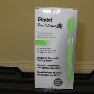 Pentel Twist-Erase UP Lime Green Mechanical 12 pack Pencils - New