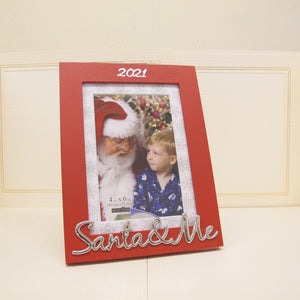 "Santa & Me" 2021 4x6 Holiday Picture Frame - Red & Silver